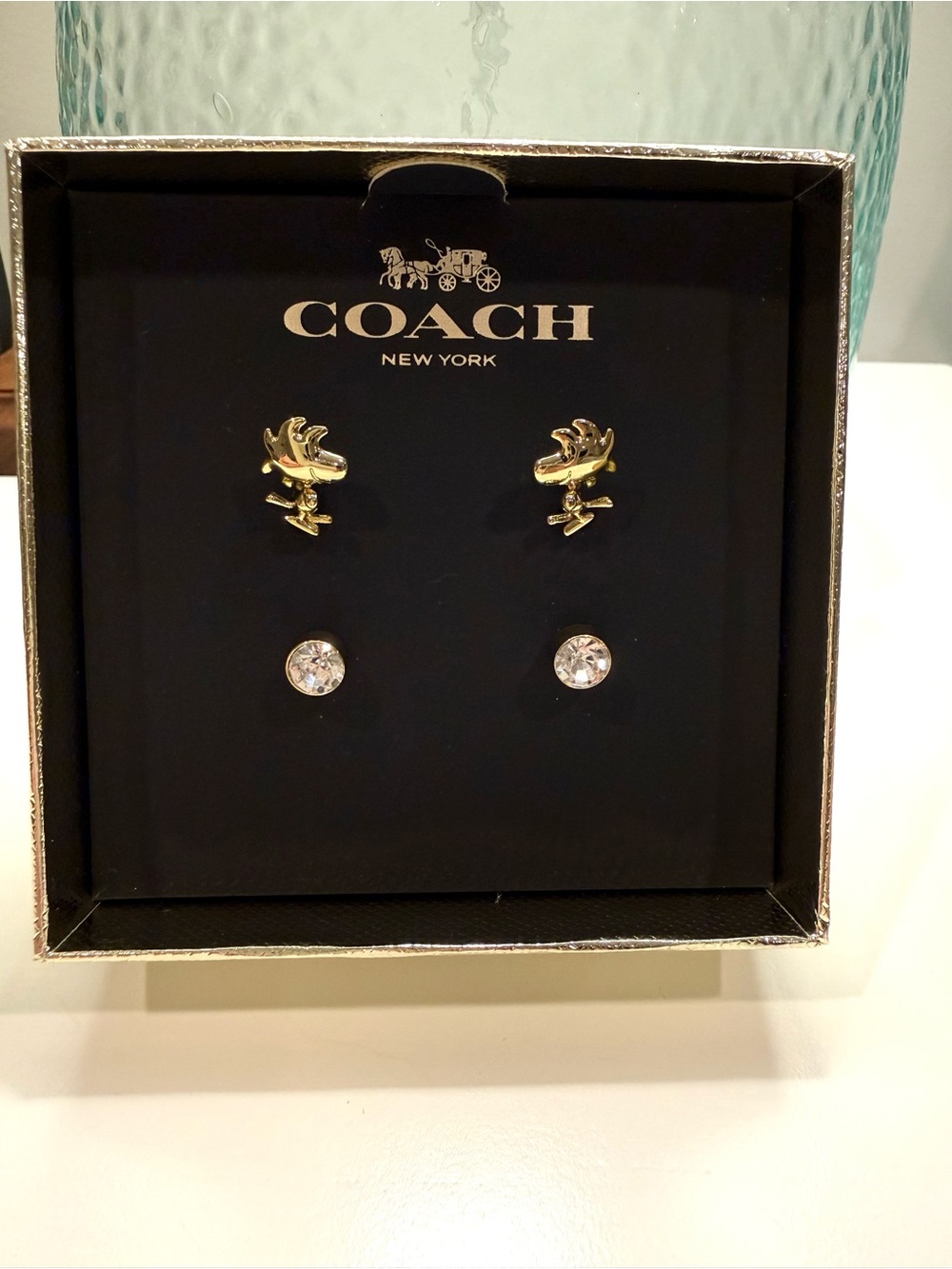 COACH X Limited Edition Peanuts Woodstock Stud Earrings Set - 6137
